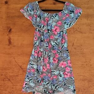 Pink and Blue Floral Romper with Vibrant Style